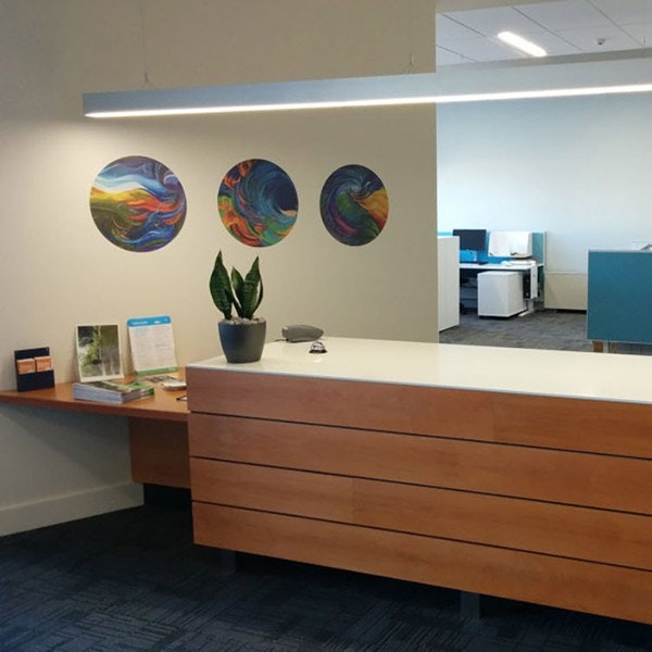 Roselyn's Spun series installed in an office