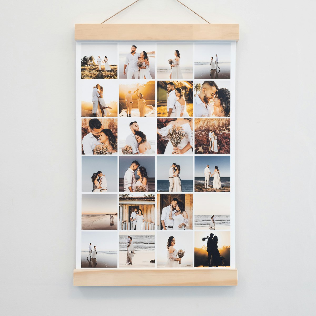 A sleek alternative to framing, wooden hangers offer effortless styling. - Collage posters - HappyMoose