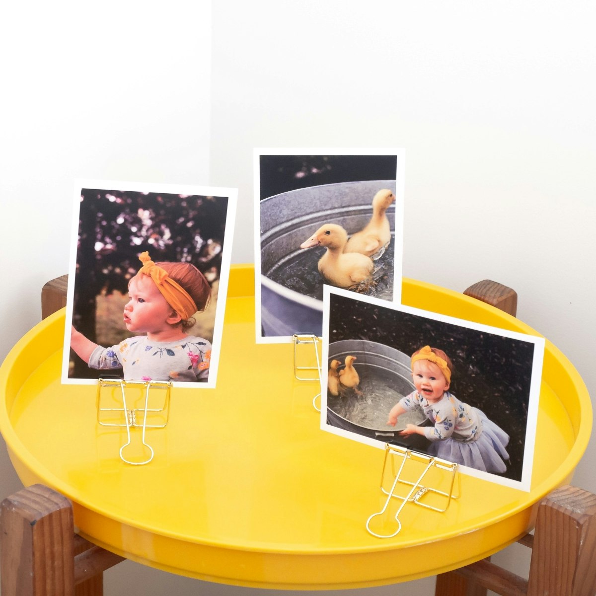 Gold clips can also be used as photo stands. - Gold bulldog binder clips - HappyMoose